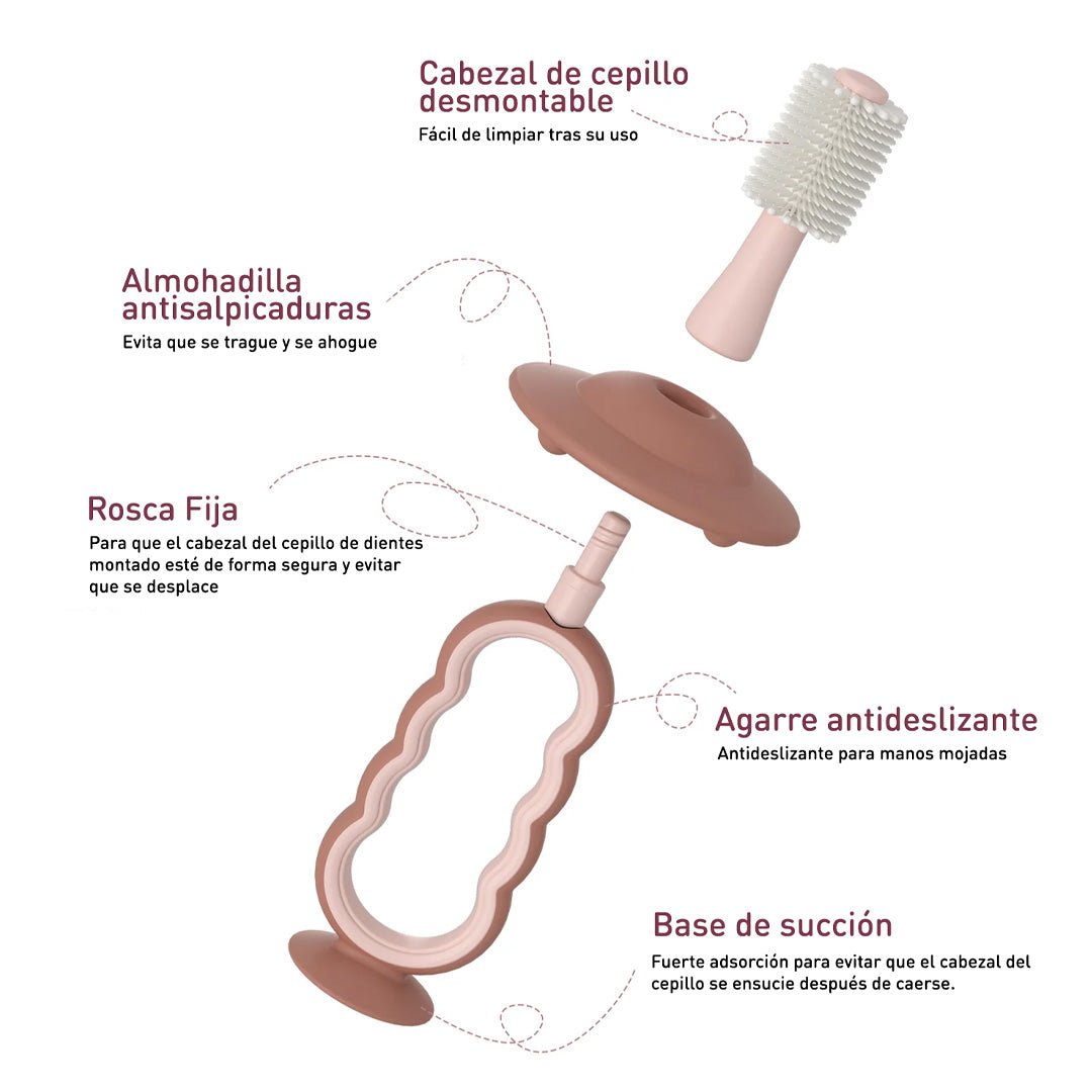 Cepillo dental de silicona para bebé - MOMCOZY - Mini Nuts - Expertos en sillas de auto y coches de paseo