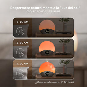 Ruido blanco y alarma con luz de amanecer - MOMCOZY - Mini Nuts - Expertos en sillas de auto y coches de paseo