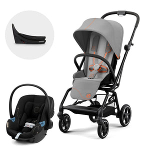 Travel System Eezy S Twist Plus 2 + Aton G Swivel + Base - Cybex Gold - Mini Nuts - Expertos en sillas de auto y coches de paseo