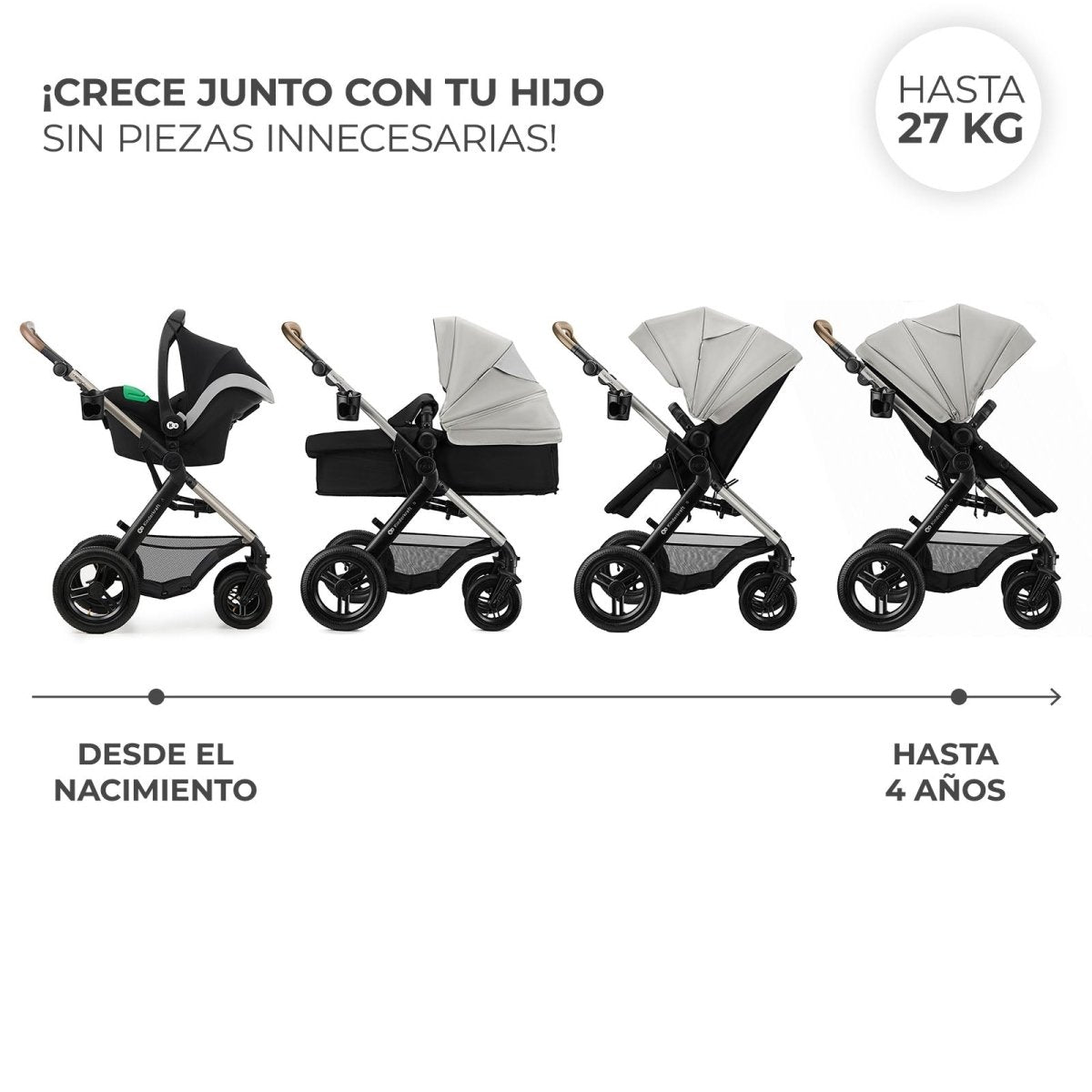 Travel System Moov 2 XL 3 en 1 - KinderKraft - Mini Nuts - Expertos en sillas de auto y coches de paseo